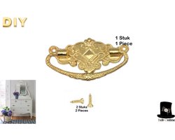 Bob Online ™ - 1 Stuk – Geel Goud Kleurig - Metalen Handvat + 2 x Schroeven – Meubelgreep - Accessoires voor Meubels – Meubel Handgreep – Hobby Handvat – Lade Handvat – Trekgrepen - Yellow Gold Zink Alloy Drawer / Wooden Box Handle – Decoupage