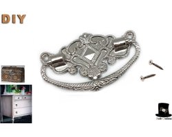 Bob Online ™ - 1 Stuk – Zilver - Metalen Handvat + 2 x Schroeven – Meubelgreep - Accessoires voor Meubels – Meubel Handgreep – Hobby Handvat – Lade Handvat – Trekgrepen -  Silver Zink Alloy Drawer or Wooden Box Handle – Decoupage DIY - Trekhandgrepen