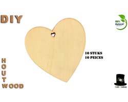 Bob Online ™ - 10 Stuks – Houten Hart Vormen – 8 x 8 cm – DIY Wooden Heart Shapes – Houten Hart Decoratie Object – Unpainted Wooden Hearts for Wedding Party, Anniversary – Heart Gift Tags – Hart Decoratie Object voor Hobby of Feest Gelegenheden