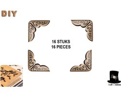 Bob Online™ - 16 Stuks – Bronzen Kleur – Gedetailleerde Metalen Hoekbeschermers voor Boeken – Voor 2mm Boekomslagen - 16 Pieces – Bronze Color – Detailed Metal Book Corner Protectors – For 2mm Book Covers