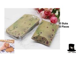 Bob Online™ - 20 Stuks - Bloemen Ontwerp - Papier Kussen Vorm Geschenkdoosjes – Ideaal voor Bruiloft, Verjaardagsfeest, Baby Shower, Kerstfeest - Kraftpapier Snoepdoosjes – Milieuvriendelijk en Recyclebaar – Floral Print Pillow Gift Packaging