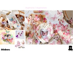 Bob Online ™ - 40 Stuks – Roze Serie - Vlinder Stickers – PET Transparant Vlinder Hars Decals voor Scrapbook – Doe-het- zelf Karten Maken – Journal Crafts – Laptop Sticker – Fotolijst Deco Stickers – PET Butterfly Stickers –Knutsel Stickers