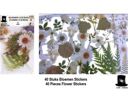 Bob Online ™ - 40 Stuks – Wit Bloemenstickers PET – Transparant Bloemstickers voor Scrapbooking, Kaarten Maken, Inpakken, DIY Ambachten, Waterflessen, Telefoonhoesjes, Laptops – Flower Stickers PET – Retro Floral Stickers White