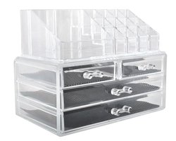 Bobbel Home Acryl Beauty Make Up Organizer 4 Lades - Clear Transparant Sieraden Makeup Cosmetica Opbergsysteem Organiser DIsplay Houder - Eyeliner - Lippenstift - Brushes Visagie - Make-up kastje - Kaptafel