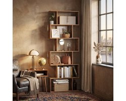 Bobbel Home - Boekenkast - Kubus kast - Woonkamerkast - Opbergkast - 6 Compartimenten - Vakkenkast - 70 x 24 x 190,5 cm - Bruin