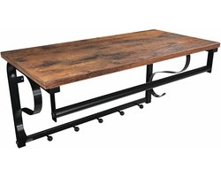 Bobbel Home - Kapstok met Hoedenplank – Wandkapstok met 5 Haken – Vintage Hout en Metaal - Industrieel