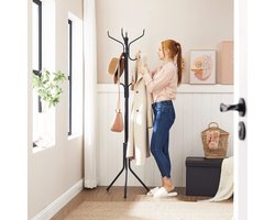 Bobbel Home - Staande kapstok - Kapstok Hout - Kapstok Staand - Garderoberek - 12 Haken - 182 cm - Zwart