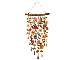 Bobypet - Macramé Wanddecoratie - Gehaakte Bloemen Wandhanger - Boho Decoratie voor Woonkamer en Slaapkamer - Multicolor