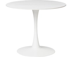 BOCA - Ronde eettafel - Wit marmer - 90 cm - Gesinterde steen