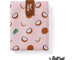 Boc’n’Roll Kokosnoot - Herbruikbaar Boterhamzakje en Snackverpakking - Sluiting met klittenband - BPA-vrij - Waterdichte binnenlaag - Wasbaar tot 60°C