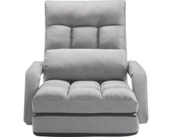 Bodenstoel – 5-voudig verstelbare gaming-stoel met rugleuning – Opvouwbare fauteuil met armleuningen voor volwassenen – Ideaal als slaapbank met rugkussen voor woonkamer