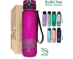 Bodhi Tree® Waterfles 1 Liter - Drinkfles 1 Liter - Met Fruit Filter - 100% Lekvrij - Sportfles voor Yoga Sport Fitness - BPA Vrij - Water Bottle 1l - Fuchsia