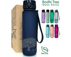 Bodhi Tree® Waterfles 1 Liter - Drinkfles met Fruit Filter - 100% Lekvrij - BPA-vrij - Waterflessen Volwassenen - Water Bottle - Donkerblauw