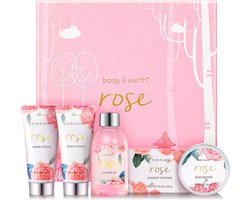 Body & Earth - Rose Beauty - Verwenpakket Rozengeur - Verjaardag Cadeau Vrouw - Wellness bath rituals - Geschenkset vrouwen, moeder, mama, vriendin, oma, geliefde - Giftset - Cadeau Set Volwassenen - Cadeautje voor haar