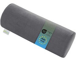 Bodyprotect nekrol - nekkussen 15x40 cm - hoes van zachte micropluche - als orthopedisch hoofdkussen, neksteun of kussenrol - Made in EU - 15 x 40 cm - grijs