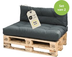 Bodyprotect palletkussen set - 2-delige set palletkussen rug en zit - palletkussens buiten & binnen - zitkussen 120x80 en rugkussen 120x40 - hoogte 12 cm - Made in EU - zitkussen 120 x 80 cm - rugleuning 120 x 40 cm - donkergrijs