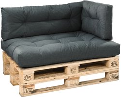 Bodyprotect palletkussen-set van 3 | 1x zitkussen 80 x 120 cm | 1x rugkussen 40 x 120 cm | 1x hoekkussen 40 x 60 cm | Voor buiten en binnen | Made in EU | Hoes van hoogwaardige meubelstof, waterdicht | donkergrijs