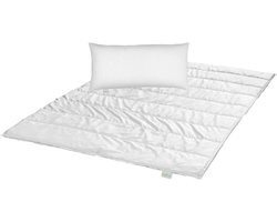 Bodyprotect set 135 x 220 cm 4-seizoenen dekbed en 80 x 80 cm hoofdkussen | ECOLine beddengoedset uit dekbed en kussen | medium dekbed plus licht dekbed | allergievriendelijke hoes van microvezel | wasbaar op 40 graden | wit