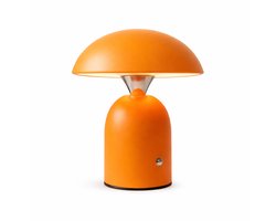BOECK - Dimbare LED Tafellamp Oranje – Touch Bedienbaar – Draadloos Oplaadbaar – Sfeerlamp – 3 Lichtstanden – Design Nachtlamp – Modern & Warm Licht
