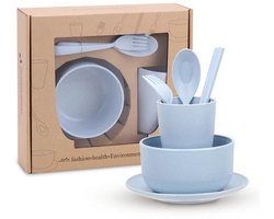 BOECK - Kinderservies - Babyservies - Kinder serviesset - Eco Kids Serviesset Lichtblauw – 5-delig Tarwe stro – BPA vrij • Lichtgewicht & Onbreekbaar - Magnetron- & Vaatwasserbestendig • Duurzaam Kinderservies - Babyservies – Kraamcadeau
