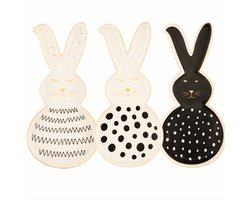 BOECK Konijn Schaal Set – 3x Keramische Snackbordjes 27 cm – Decoratief & Functioneel – Dieren Servies – Pasen & Lente Tafelaccessoire