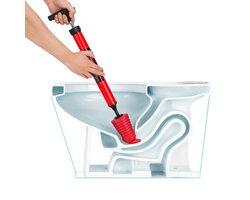 BOECK - Krachtige Toilet Ontstopper met Handpomp – Drukontstopper voor WC, Afvoer & Gootsteen – Herbruikbaar – Rood/Zwart - High-Pressure Pneumatische Toiletonstopper – ECM en duurzaam – Voor badkamer, wc & gootsteen