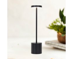 BOECK - Lamp - Draadloze Tafellamp – Luxe LED Bureaulamp met Touchbediening & Dimbaar Licht – Oplaadbaar via USB – Designlamp voor Slaapkamer, Restaurant of Bureau - Zwart