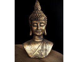 Boeddha buste 65 cm hoog - polyresin - kunststof - interieur - voor binnen - interieurdecoratie - decoratiefiguur - modern - geschenk - cadeau - gift - verjaardag - Valentijn - Kerst - Nieuwjaar
