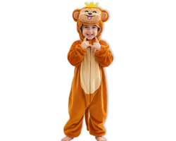 BoefieBoef Dieren Baby Onesie Peuter Pyjama Kinderen 6 maanden tot 2 jaar – Koning Aap – Verkleedkleding met Luierrits – Carnaval Dierenpak - Kerst en Kraamcadeau - Zacht Flanel - Romper - Boxpak - Jongens - Meisjes - Kruippak - Winterpak - Bruin
