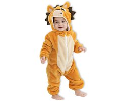 BoefieBoef Dieren Baby Onesie Peuter Pyjama Kinderen 6 maanden tot 2 jaar – Leeuw Geel – Verkleedkleding met Luierrits – Voor Carnaval Dierenpak - Verjaardag- en Kraamcadeau – Flanel - Romper - Boxpak - Jongens - Meisjes - Kruippak - Winterpak