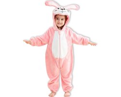 BoefieBoef Dieren Baby Onesie Peuter Pyjama Kinderen 6 maanden tot 2 jaar – Roze Konijn – Verkleedpak met Luierrits – Carnaval Sinterklaas Kerst en Kraamcadeau - Zacht Flanel - Romper - Boxpak - Jongens - Meisjes - Kruippak - Winterpak