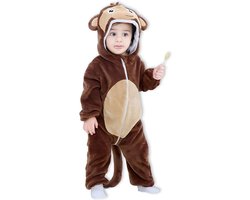 BoefieBoef Dieren Kleuter Onesie Peuter Pyjama Kinderen 2 tot 4 jaar – Verkleedkleding met Luierrits – Carnaval Dierenpak - Kerst en Kraamcadeau - Zacht Flanel - Baby Romper - Boxpak - Jongens - Meisjes - Kruippak - Winterpak - Aap Bruin Monkey