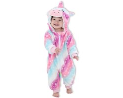 BoefieBoef Dieren Kleuter Onesie Peuter Pyjama Kinderen 2 tot 4 jaar – Verkleedkleding met Luierrits – Carnaval Dierenpak - Kerst en Kraamcadeau - Zacht Flanel - Baby Romper - Boxpak - Jongens - Meisjes - Kruippak - Winterpak - Eenhoorn Unicorn Roze