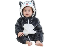 BoefieBoef Dieren Kleuter Onesie Peuter Pyjama Kinderen 2 tot 4 jaar – Verkleedkleding met Luierrits – Carnaval Dierenpak - Kerst en Kraamcadeau - Zacht Flanel - Baby Romper - Boxpak - Jongens - Meisjes - Kruippak - Winterpak - Wolf Hond Dog Animal