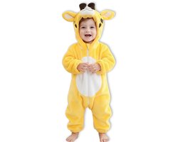 BoefieBoef Dieren Kleuter Onesie Peuter Pyjama Kinderen 2 tot 4 jaar – Verkleedkleding met Luierrits – Carnaval Dierenpak - Kerst en Kraamcadeau - Zacht Flanel - Baby Romper - Boxpak - Jongens - Meisjes - Kruippak - Winterpak - Giraffe Geel Animal