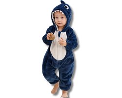 BoefieBoef Dieren Kleuter Onesie Peuter Pyjama Kinderen 2 tot 4 jaar – Verkleedkleding met Luierrits – Carnaval Dierenpak - Kerst en Kraamcadeau - Zacht Flanel - Baby Kerst - Boxpak - Jongen - Meisje - Kruippak - Winterpak - Haai - Blauw - Shark