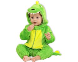 BoefieBoef Dieren Kleuter Onesie Peuter Pyjama Kinderen 2 tot 4 jaar – Verkleedkleding met Luierrits – Carnaval Dierenpak - Kerst en Kraamcadeau - Zacht Flanel - Baby Kerst - Boxpak - Jongen - Meisje - Kruippak - Winterpak - Dinosaurus Rex Groen