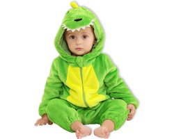 BoefieBoef Dieren Kleuter Onesie Peuter Pyjama Kinderen 2 tot 4 jaar – Verkleedpak met Luierrits – Carnaval Sinterklaas Kerst en Kraamcadeau - Zacht Flanel - Baby Kerst - Boxpak - Jongen - Meisje - Kruippak - Winterpak - Dinosaurus Rex Groen