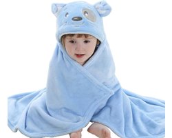 BoefieBoef Hamster Dieren Badcape Baby 0-3 Jaar – Fleece Baby Handdoek met Capuchon – Wikkeldeken & Babydeken – Babycape, Omslagdoek & Badponcho – Jongens & Meisjes – Kraamcadeau – Blauw