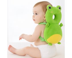 BoefieBoef Kikker Baby Hoofdbeschermer – Peuter Valkussen & Valrugzak met Schattig Dierendesign – Veiligheidskussen Achterhoofd Bescherming bij Lopen – Lichtgewicht & Ademend – Verstelbare Band – 4-36 Maanden – Kraamcadeau - jongen en meisjes - groen