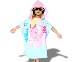 BoefieBoef Kinder Badponcho - Baby Badcape - Microfiber Kleuter Badjas Met Capuchon - Kerst Cadeau - Peuter Strandponcho Voor Kinderen tot 6 jaar - 60x90cm - Roze Zeemeermin - Dreumes - jongens - meisje - Peuter - Zomer - Strandlaken - Surfponcho