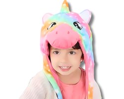 BoefieBoef Kindermuts met Dieren Oortjes voor Baby, Peuter & Kleuter 6 maanden tot 10 jaar – Warm Flanel Wintermuts – Dierenhoed Jongens & Meisjes – Beanie – Kerst en Sinterklaas Cadeau tip - Kou Carnaval & Halloween - Eenhoorn Unicorn Roze