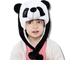 BoefieBoef Kindermuts met Dieren Oortjes voor Baby, Peuter & Kleuter 6 maanden tot 10 jaar – Warm Flanel Wintermuts – Dierenhoed Jongens & Meisjes – Beanie – Kerst en Sinterklaas Cadeau tip - Kou Carnaval & Halloween - Panda Wit Dier Animal Beer