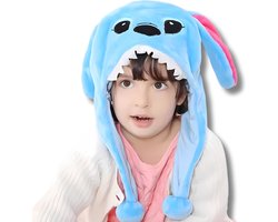 BoefieBoef Kindermuts met Dieren Oortjes voor Baby, Peuter & Kleuter 6 maanden tot 10 jaar – Warm Flanel Wintermuts – Dierenhoed Jongens & Meisjes – Beanie – Kerst en Sinterklaas Cadeau tip - Kou Carnaval & Halloween - Stitch Blauw Muis
