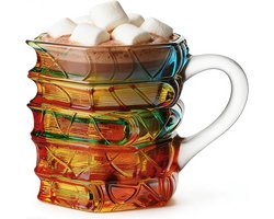 Boek Mok - Boek Cup - Drank Genieten - Glas-in-lood Design - 191ml Capaciteit - Gekleurd