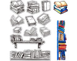 Boeken Transparante stempels Boekenkast Boekenplank Bureau Vintage Herbruikbare PVC Achtergrond Poststempel Siliconen RubbStamp Zegels voor scrapbooking Journaling Embossing Kaarten maken Album