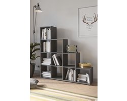Boekenkast - 10 Vakken - Roomdivider - 138 x 141 x 29 cm - Antraciet