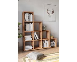 Boekenkast - 10 Vakken - Roomdivider - 138 x 141 x 29 cm - Pijnboom