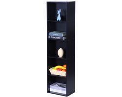 Boekenkast - 132 x 32 x 24 cm - smal - zwart