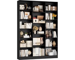 Boekenkast, 188 cm, Rek met 17 Vakken, Staand Opbergrek voor Woonkamer, Kantoor, Werkkamer, 149 x 23,5 x 188 cm, Zwart